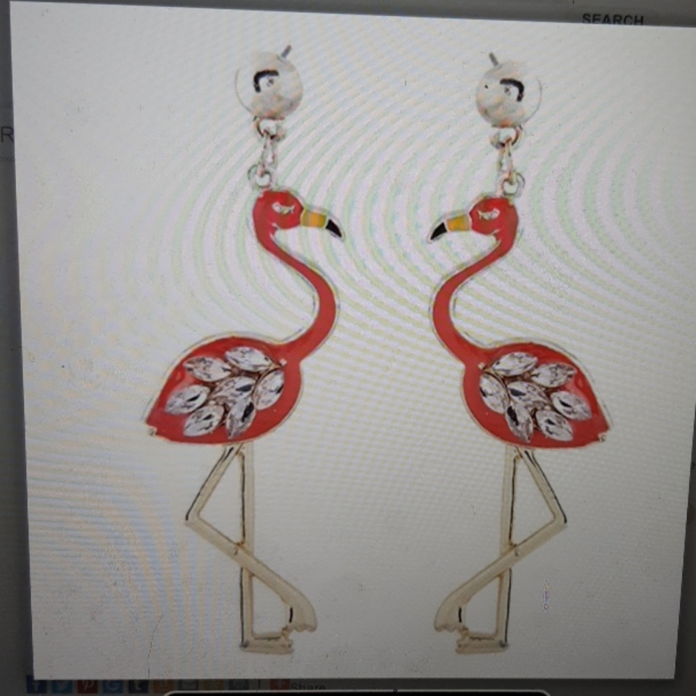 EARRING ELEGANT CRANE PENDANT FASHION STUD PINK